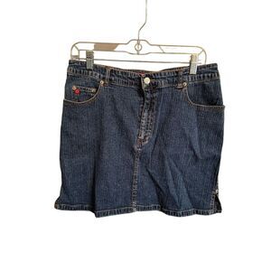 Vintage Goddess Trend Women's Size 23/24 Blue Denim A Line Mini Skirt Stretch